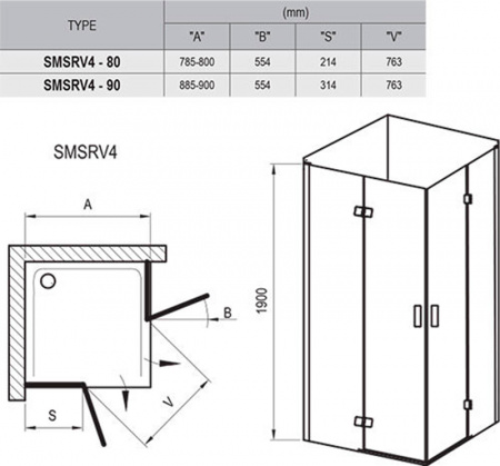 Фото душевое ограждение ravak smartline smsrv4 80x80 см 1sv44a00z1