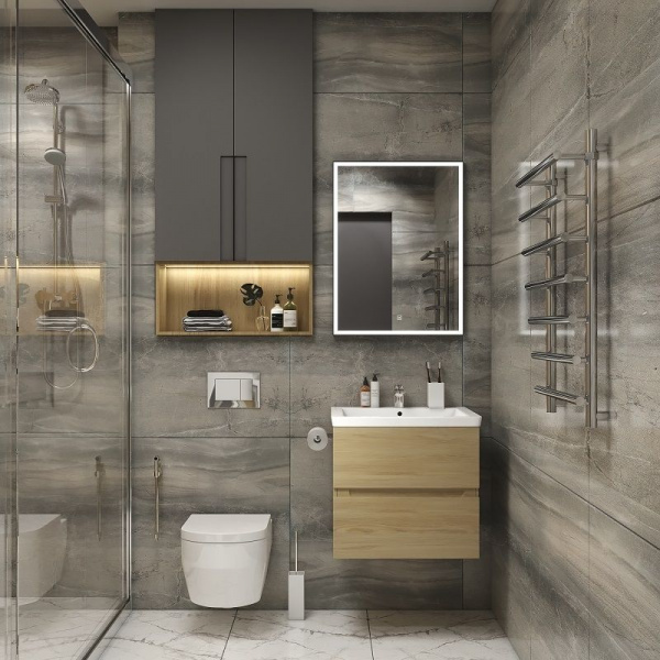 Фото тумба под раковину art&max techno 67 см am-techno-700-2c-so-lw674