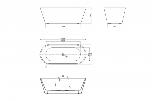 Фото акриловая ванна abber ab9268-1.7 170x74 см
