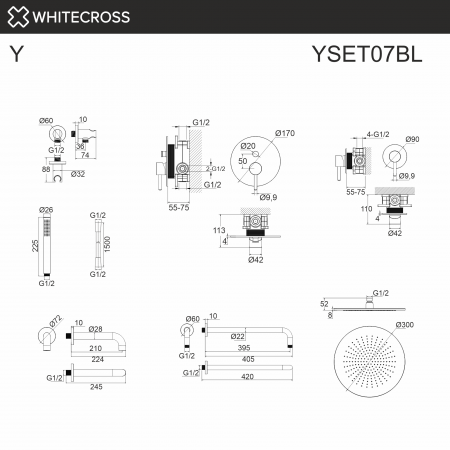 Фото душевой набор со встроенным смесителем whitecross y yset07bl, цвет: черный