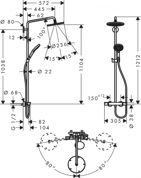 Фото душевая стойка hansgrohe raindance select s 240 showerpipe 27115000