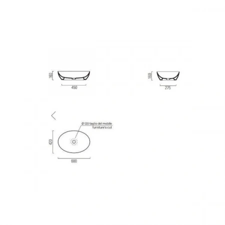 Фото раковина накладная gsi pura 60 см 8842pvc11