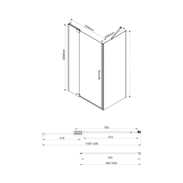 Фото душевой уголок vincea extra 110x100 см vsr-1e111210cl