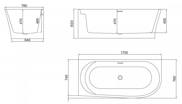 Фото акриловая ванна belbagno bb410-1700-780-r 170x78 см