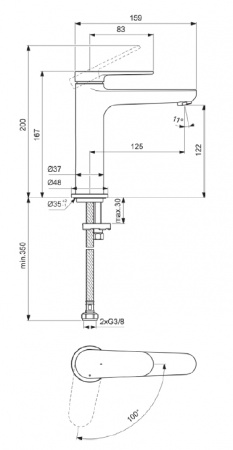 Фото смеситель для раковины ideal standard cerafine o nuovo bd770aa