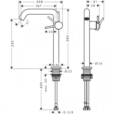 Фото смеситель для раковины hansgrohe tecturis s 73370000