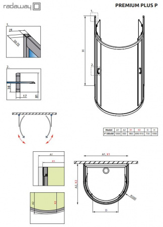 Фото душевое ограждение radaway premium plus p 100x90 см 33300-01-08n