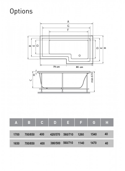 Фото акриловая ванна vayer options 165x85 см l
