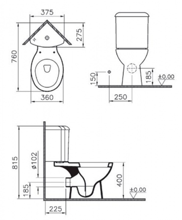 Фото унитаз-компакт vitra arkitekt 9754b003-7201