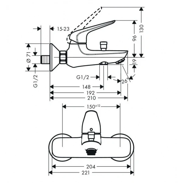Фото смеситель для ванны hansgrohe novus 71041000