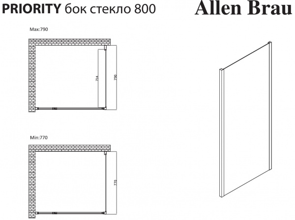 Фото душевая стенка allen brau priority 80 3.31041.ba серебро