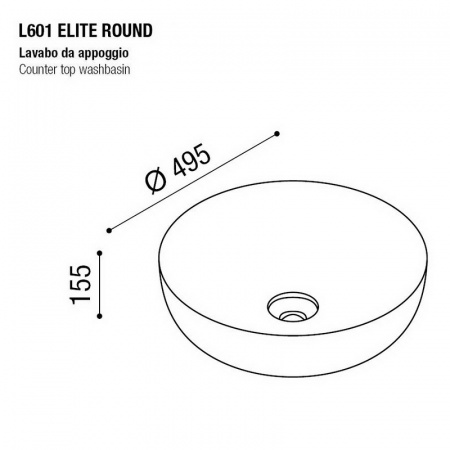 Фото раковина накладная aet elite round 49 см, цвет: серый матовый l601t0r0v0116