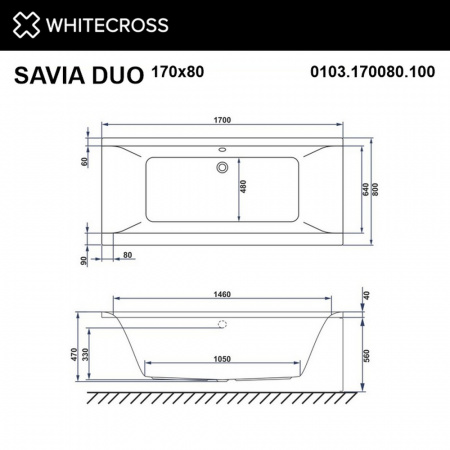 Фото акриловая ванна whitecross savia duo 170x80 см soft 0103.170080.100.soft.br
