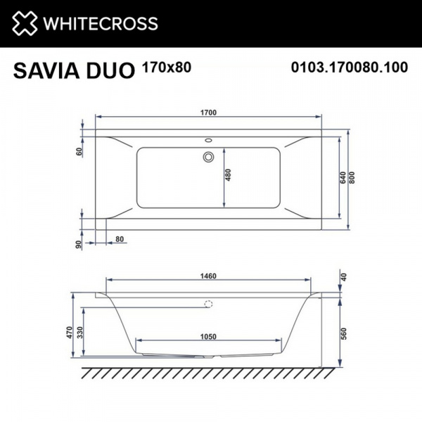 Фото акриловая ванна whitecross savia duo 170x80 см soft 0103.170080.100.soft.cr