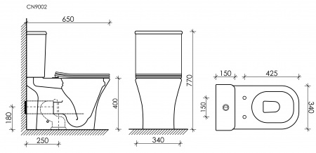 Фото унитаз-компакт, безободковый без бачка ceramicanova alfa cn9002-b