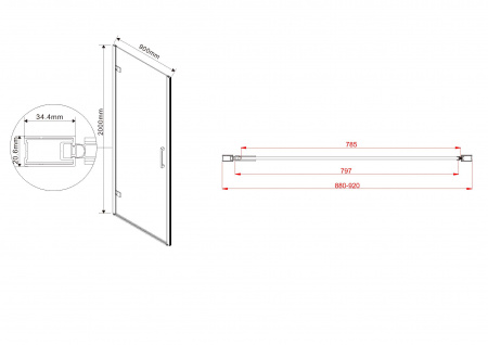 Фото душевая дверь vincea flex 90 см vdp-1f900clb