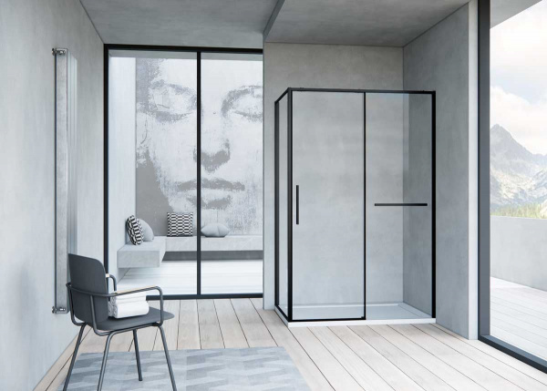 Фото душевое ограждение vincea slim soft 100x100 см  vsr-1ss1010clb