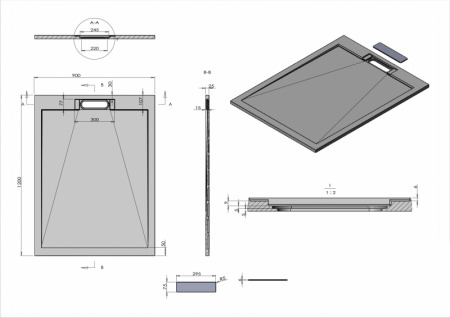 Фото поддон из искуственного камня esbano luxe 120x90 см esp-lx129g