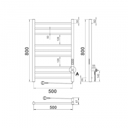 Фото электрический полотенцесушитель indigo line trinity 80/50 lсlte80-50mkgdrt