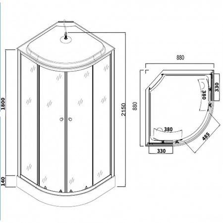 Фото душевая кабина loranto 88x88 см cs-981tm/w-90