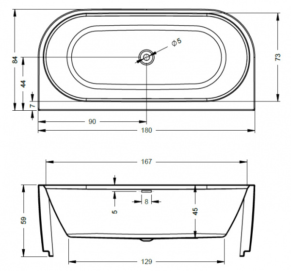 Фото акриловая ванна riho desire 180x85 см b089001105