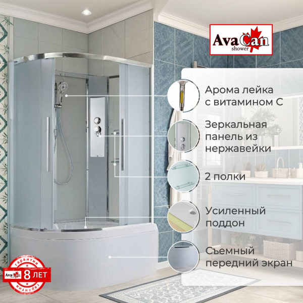 Фото душевая кабина avacan em5912rn 120x90 см без крыши