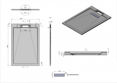 Фото поддон из искуственного камня esbano luxe 120x80 см esp-lm128vg