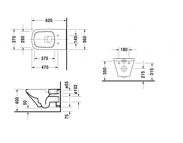Фото унитаз подвесной безободковый duravit durastyle 62 см 2542090000