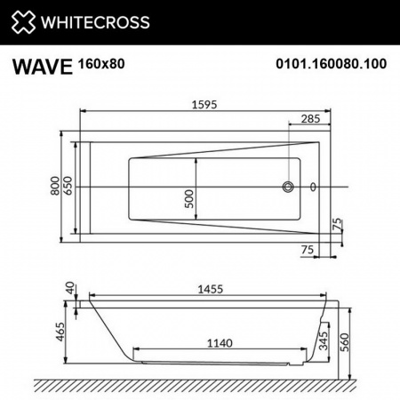 Фото акриловая ванна whitecross wave 160x80 см soft 0101.160080.100.soft.cr