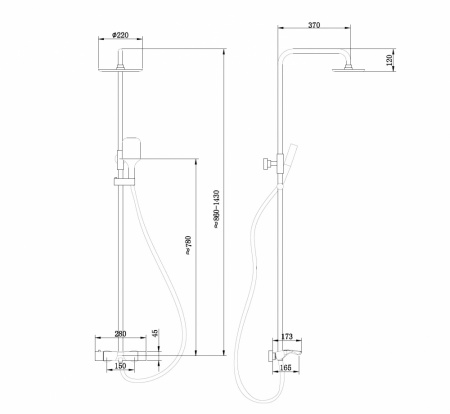 Фото душевая стойка abber thermostat af8516fwl