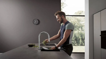 Фото смеситель для кухонной мойки hansgrohe aquno select 73831000