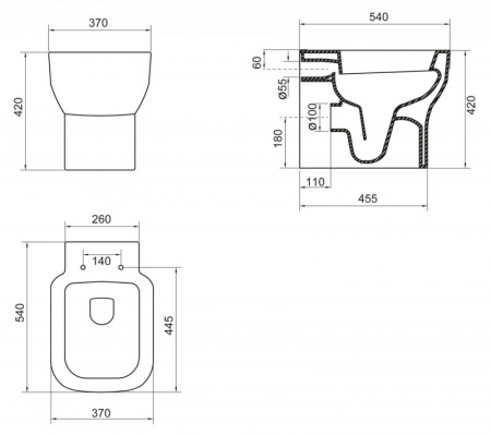 Фото унитаз приставной belbagno vaso 54 см bb127cp