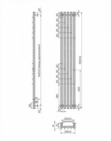 Фото электрический полотенцесушитель indigo style 5 150/23 lspre150-23brrt