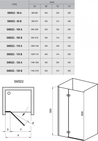 Фото душевая дверь ravak smartline smsd2-110 111 см 0spdaa00z1