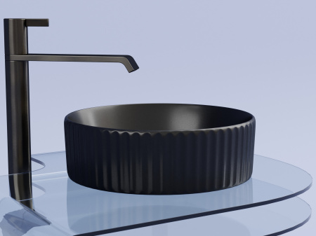 Фото раковина накладная ceramicanova element 36 см, цвет: черный cn6057mb