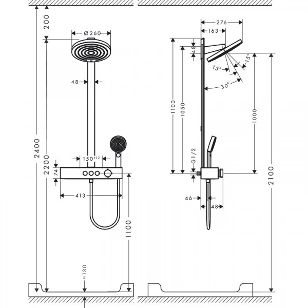 Фото душевая стойка hansgrohe pulsify 24240670