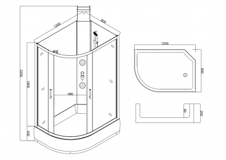 Фото душевая кабина taliente  120x80 см ta-128cb(r)