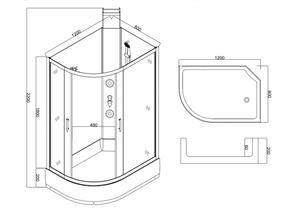 Фото душевая кабина taliente  120x80 см ta-128cb(r)