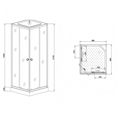 Фото душевая кабина loranto 88x88 см cs-992eatm/w-90