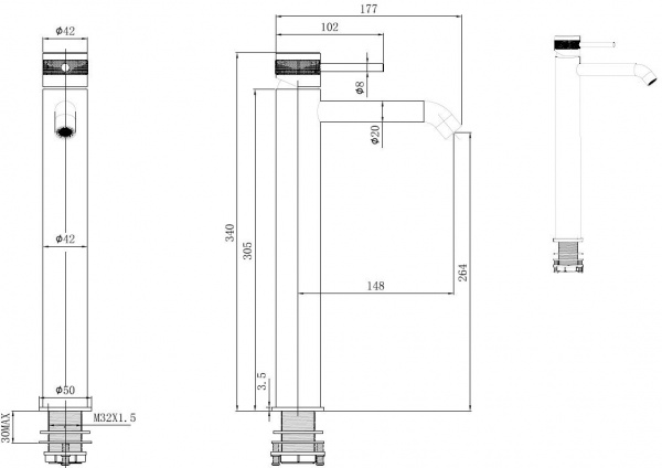 Фото смеситель для раковины allen brau priority 5.31a02-mg графит браш