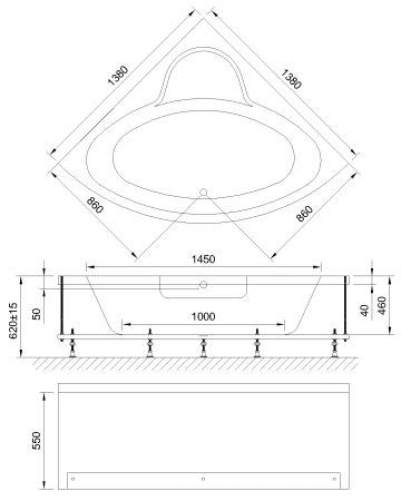 Фото акриловая ванна royal bath fanke de luxe rb581200dl 140x140 см