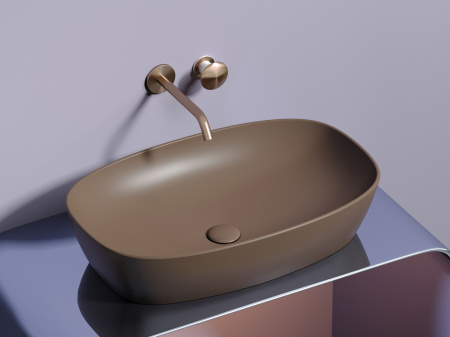 Фото раковина накладная ceramicanova element 60 см, цвет: коричневый cn6049mdb