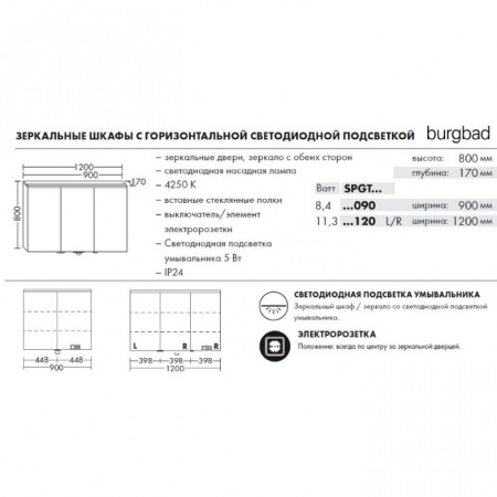 Фото зеркальный шкаф burgbad eqio 120 см spgt120rf2010