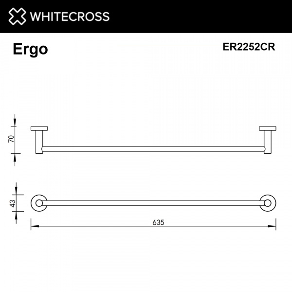 Фото полотенцедержатель 60 см whitecross ergo er2252cr, цвет: хром