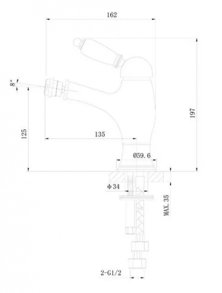 Фото смеситель для биде caprigo adria-uno 02-533-crm