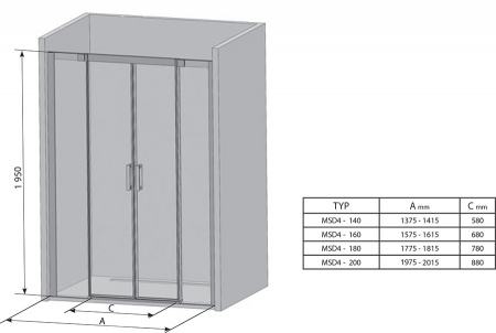 Фото душевая дверь ravak matrix msd4-200 200 см 0wkk0u00z1