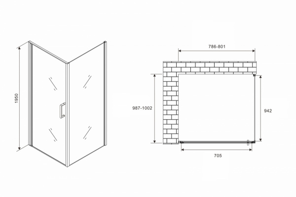 Фото душевое ограждение abber sonnenstrand ag04080m-s100m 80x100 см