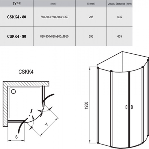 Фото душевое ограждение ravak chrome cskk4 80x80 см 3q140100z1
