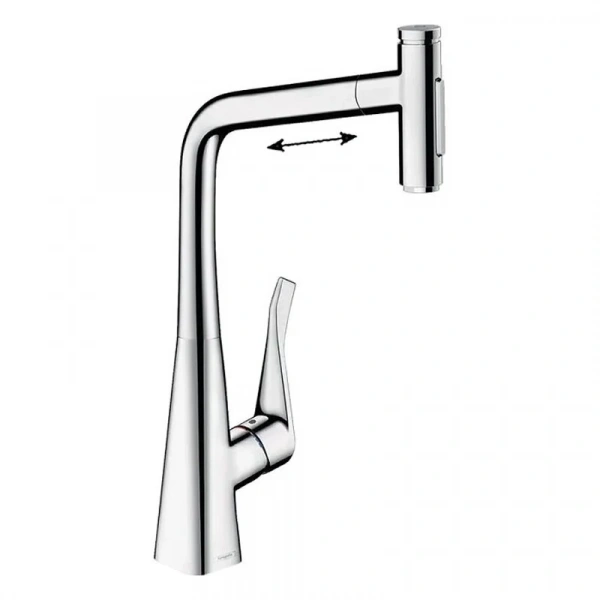 Фото смеситель для кухонной мойки hansgrohe metris select 73816000