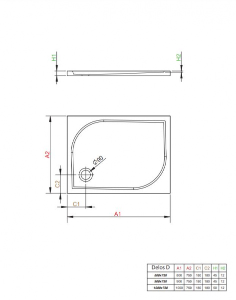 Фото поддон акриловый radaway delos d 100x75 см 4d17555-03